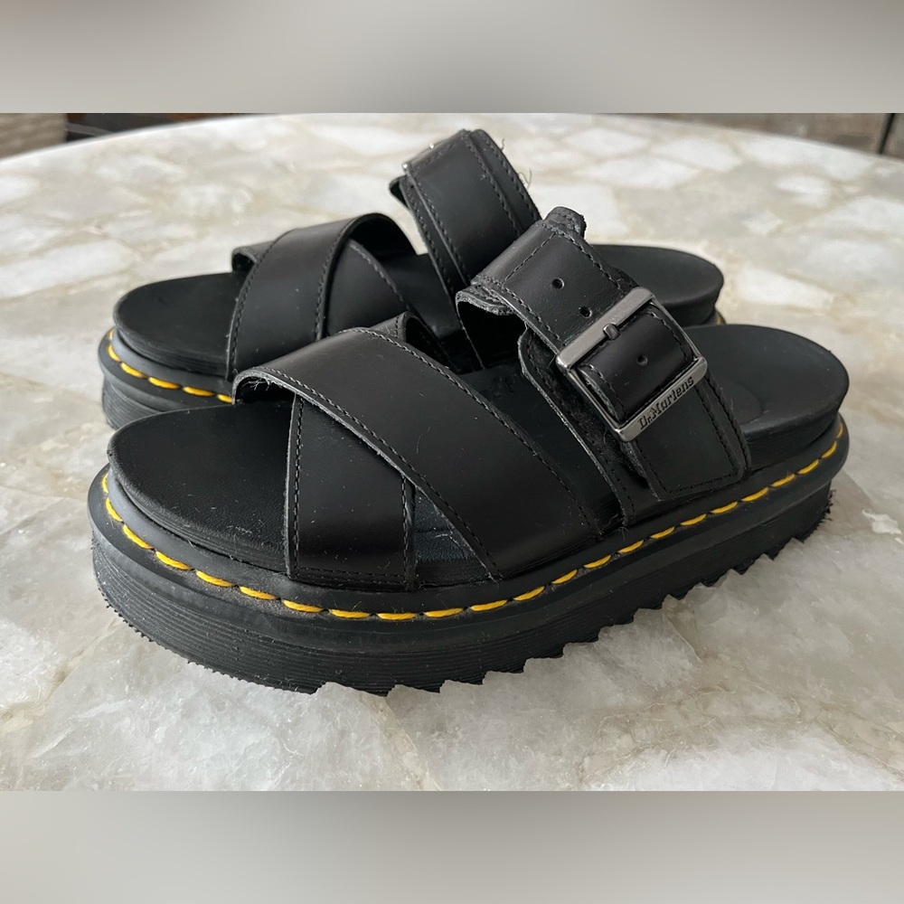 COPY - DR MARTENS Myles Brando Leather Buckle Slide Sandals